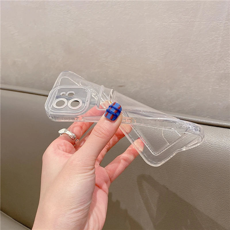 Transparent Card Slot Wallet TPU Soft Case For iPhone 14 1513 11 12 Mini Pro Max XS XR 7 8 Plus SE Shockproof Cool Storage Cover
