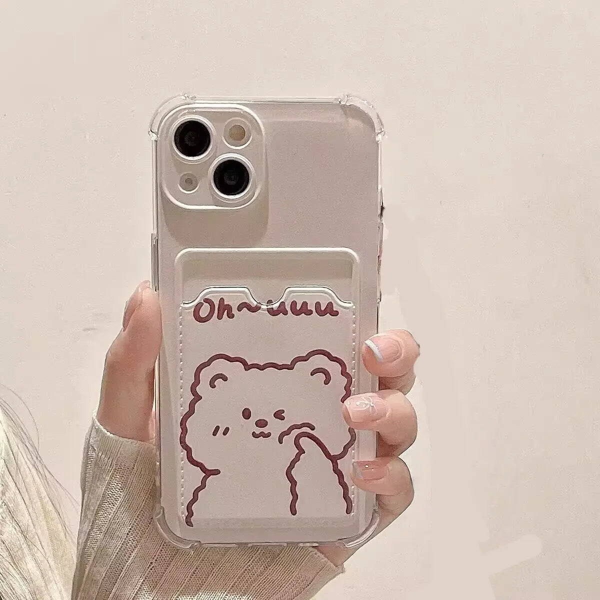Cute Bear Casing For Xiaomi Redmi 13C 12 12C 10 9A 10C 9C 9 Note 13 12 Pro 9 9S 8 Pro Case Cover Card Holder Slot Bag Casing