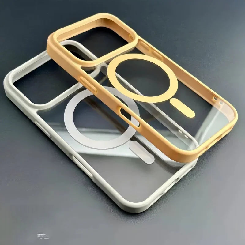 Luxury For Magsafe Phone Case For iPhone 17 Air 17 16 15 14 Plus 13 12 11 Pro Max 17 Pro Original Transparent Acrylic Back Cover