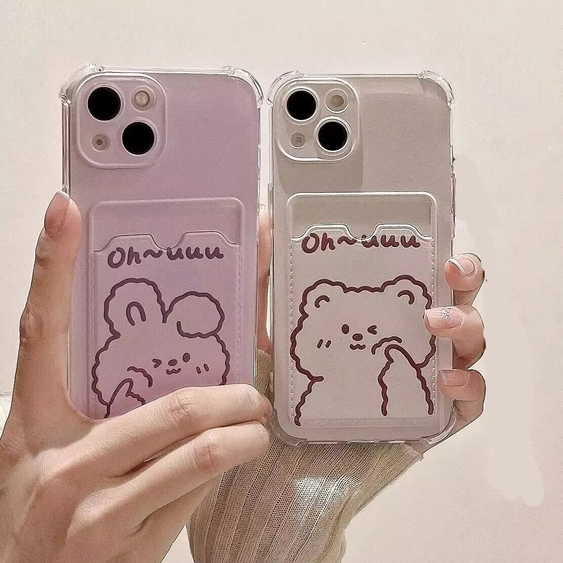 Cute Bear Casing For Xiaomi Redmi 13C 12 12C 10 9A 10C 9C 9 Note 13 12 Pro 9 9S 8 Pro Case Cover Card Holder Slot Bag Casing
