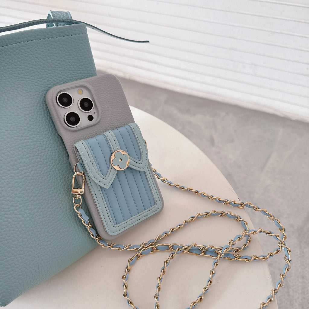 Crossbody Wallet with Card Holder Phone Case for IPhone 16 15 14 11 Pro Max 13 12 Mini XR XS Max PU Leather Prevention Cover
