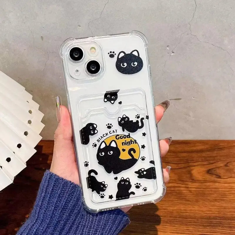 Cute Bear Casing For Xiaomi Redmi 13C 12 12C 10 9A 10C 9C 9 Note 13 12 Pro 9 9S 8 Pro Case Cover Card Holder Slot Bag Casing
