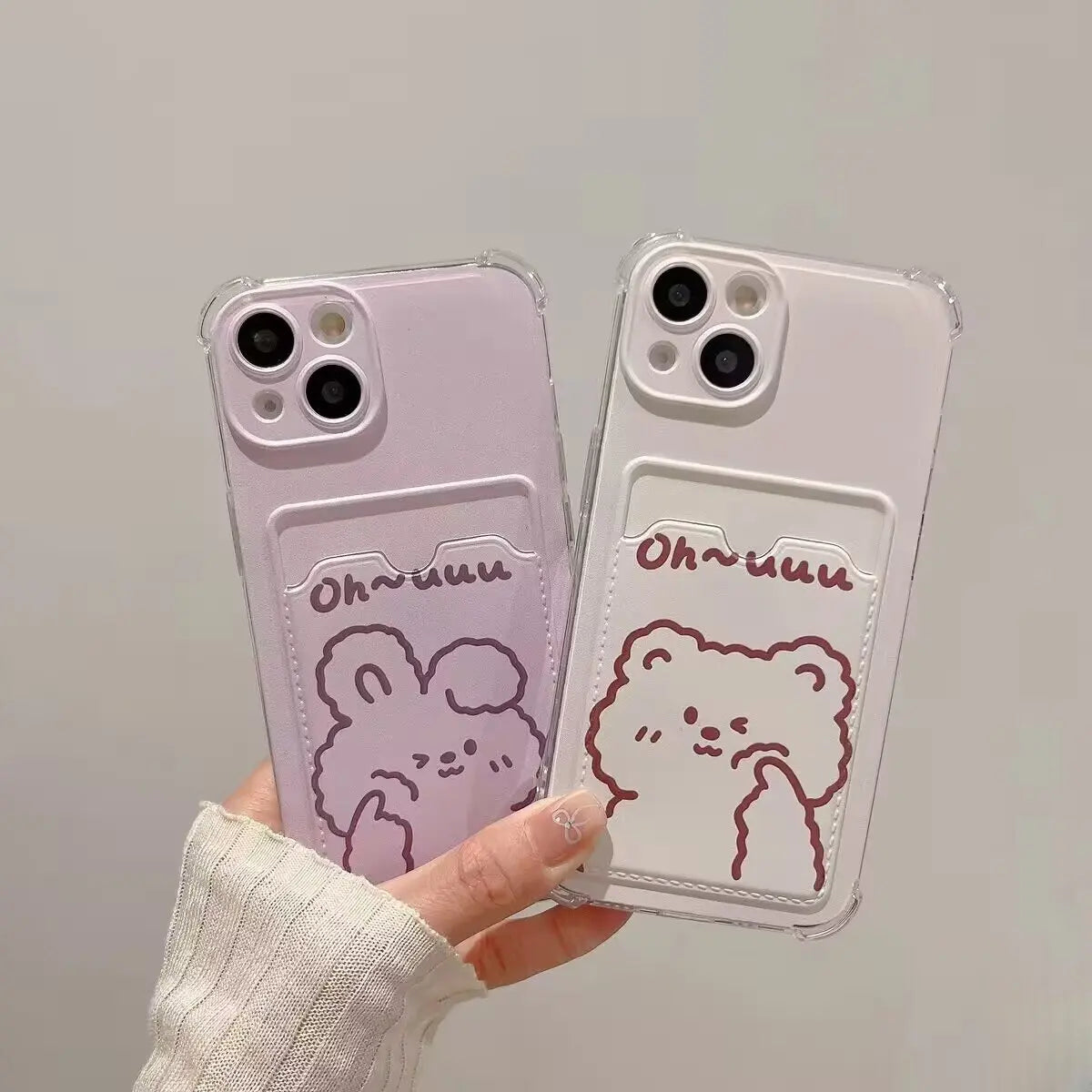 Cute Bear Casing For Xiaomi Redmi 13C 12 12C 10 9A 10C 9C 9 Note 13 12 Pro 9 9S 8 Pro Case Cover Card Holder Slot Bag Casing