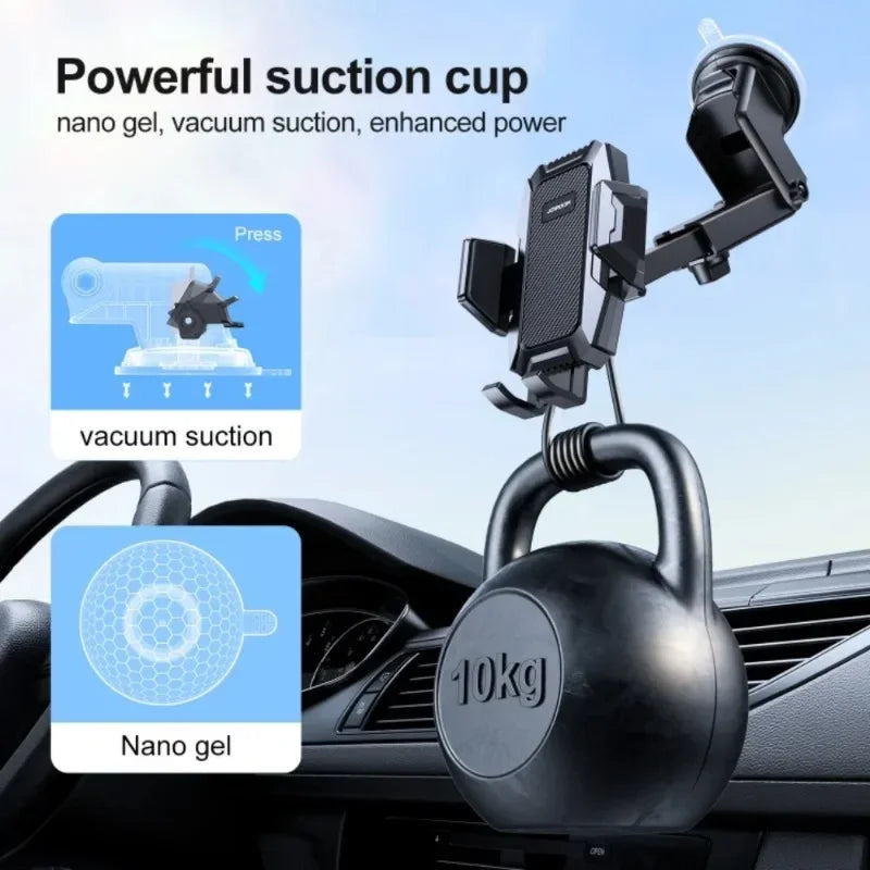 Black Phone Holder 360 Rotating Windshield Gravity Bracket Strong Sucker Dashboard Mount Support Telescopic Mobile Phone Bracket