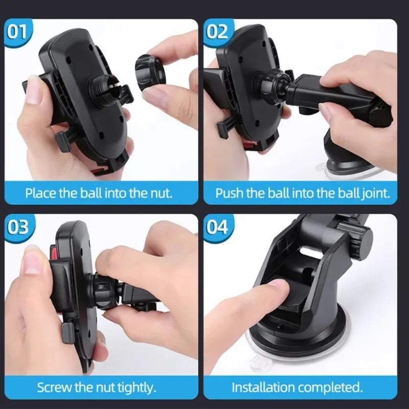 Black Phone Holder 360 Rotating Windshield Gravity Bracket Strong Sucker Dashboard Mount Support Telescopic Mobile Phone Bracket