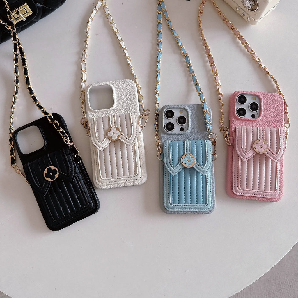 Crossbody Wallet with Card Holder Phone Case for IPhone 16 15 14 11 Pro Max 13 12 Mini XR XS Max PU Leather Prevention Cover