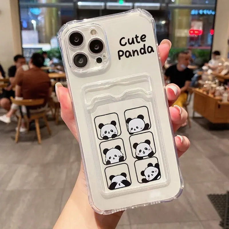 Cute Bear Casing For Xiaomi Redmi 13C 12 12C 10 9A 10C 9C 9 Note 13 12 Pro 9 9S 8 Pro Case Cover Card Holder Slot Bag Casing