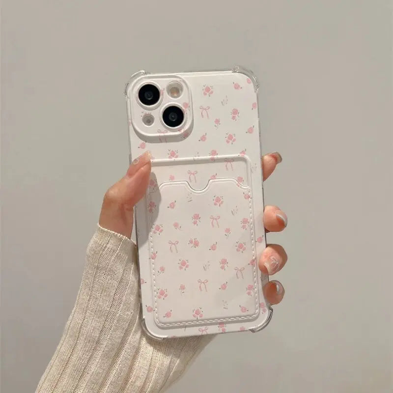 Cute Bear Casing For Xiaomi Redmi 13C 12 12C 10 9A 10C 9C 9 Note 13 12 Pro 9 9S 8 Pro Case Cover Card Holder Slot Bag Casing